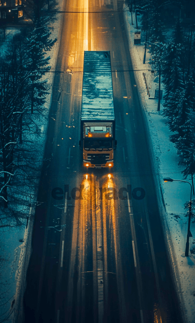 Caminhão em estrada ao entardecer - imagem de fundo para mobile